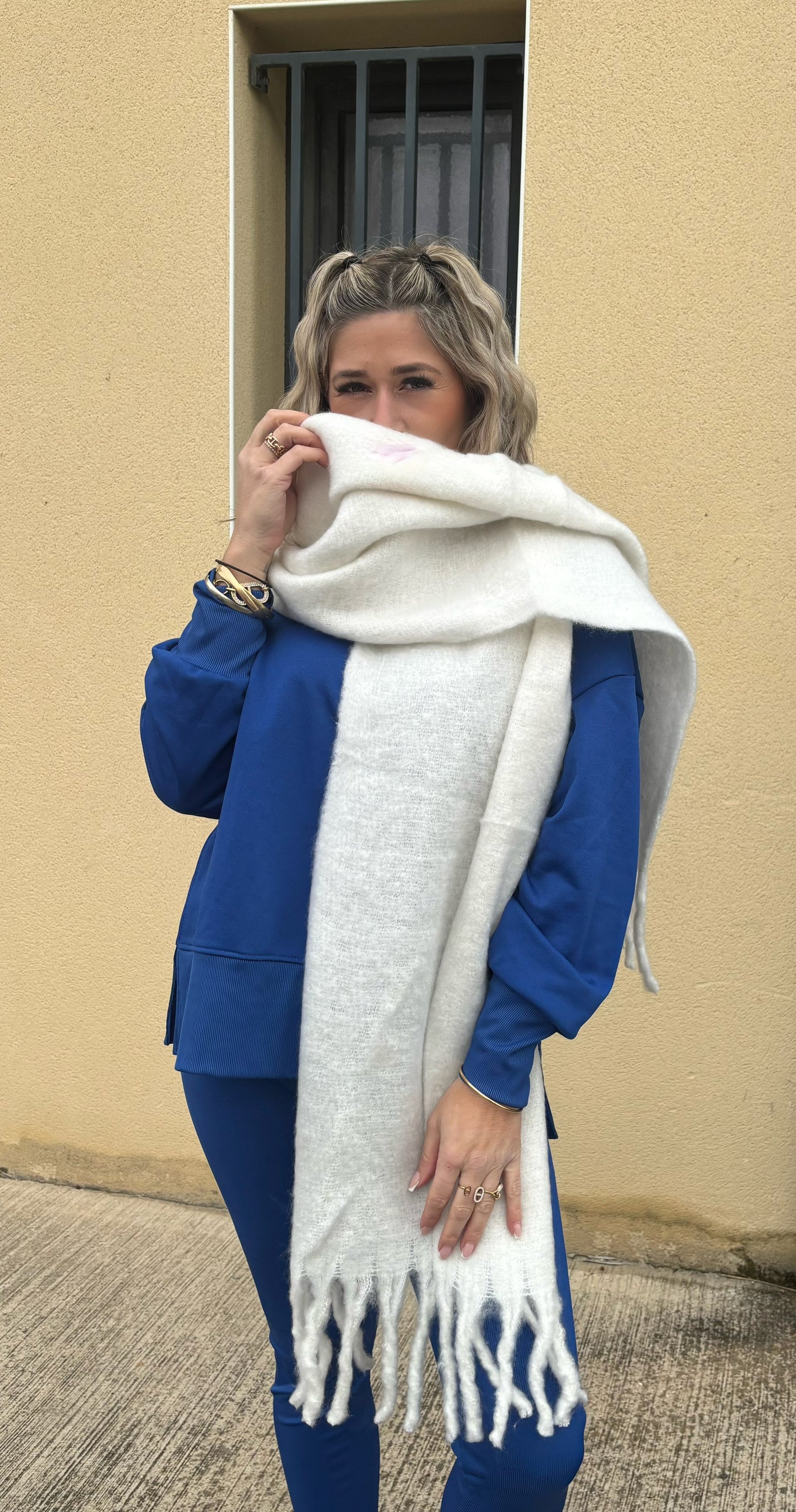 Écharpe en laine écru