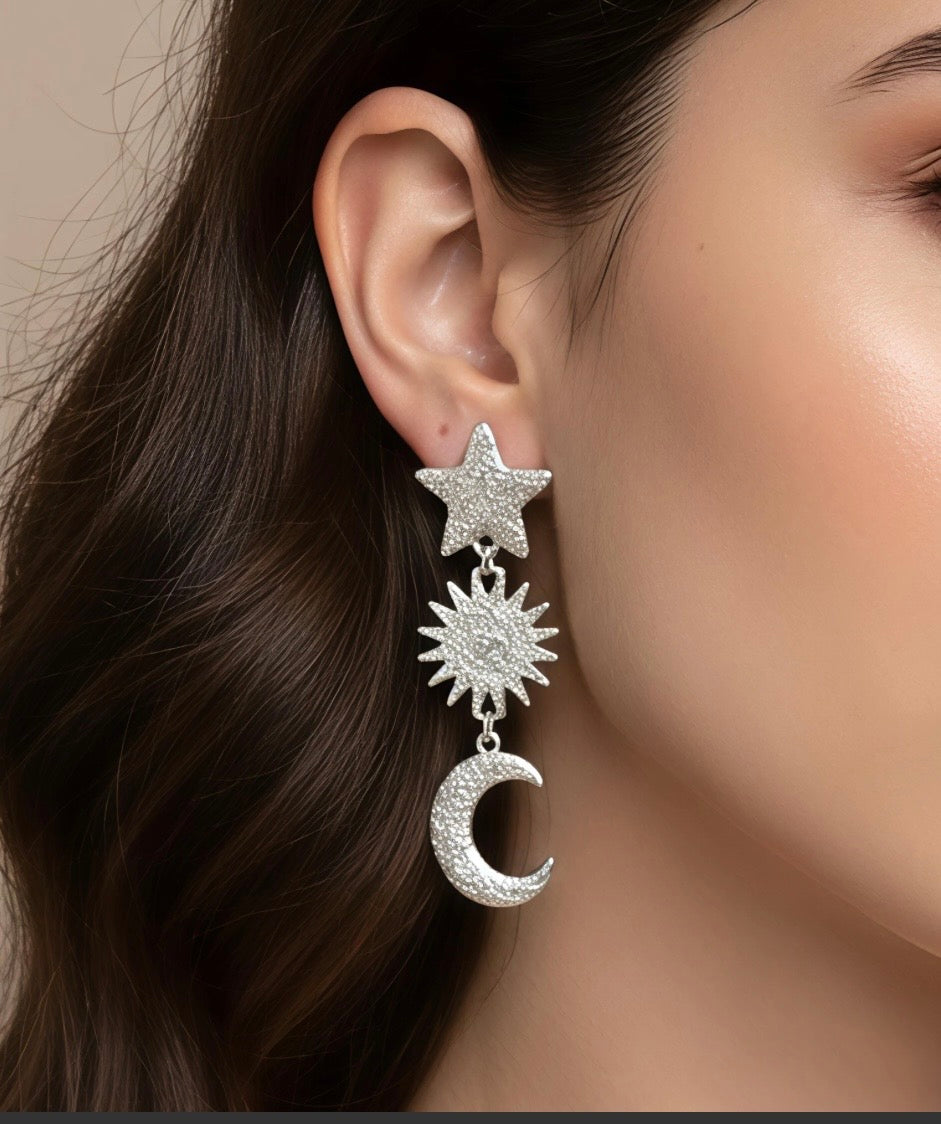 Boucles doreilles Luna argenté
