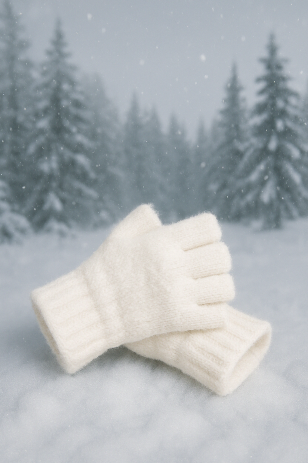 Mitaine Velours Écru