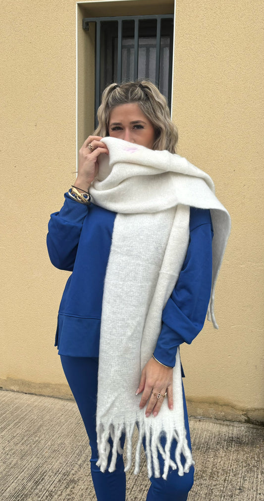 Écharpe en laine écru