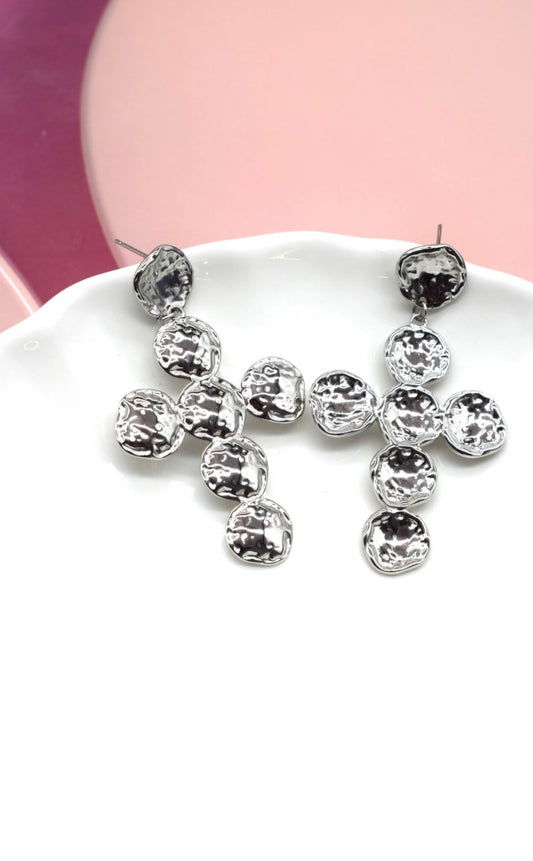 Boucles d’oreilles Croix argenté