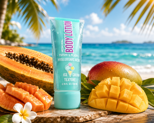 Creme pour le corps Acide Hyaluronique pour le corps Papaye et Pêche, parfum Crème glacée