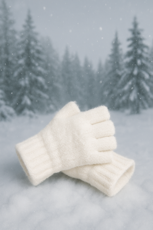 Mitaine Velours Écru