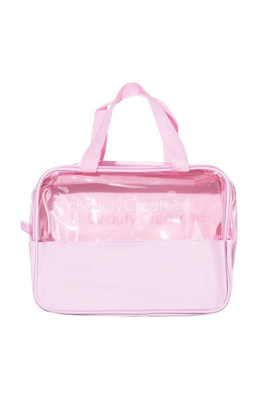 Beauty Creations BCCPB1 Grande trousse à cosmétiques rose transparent, 6 pièces